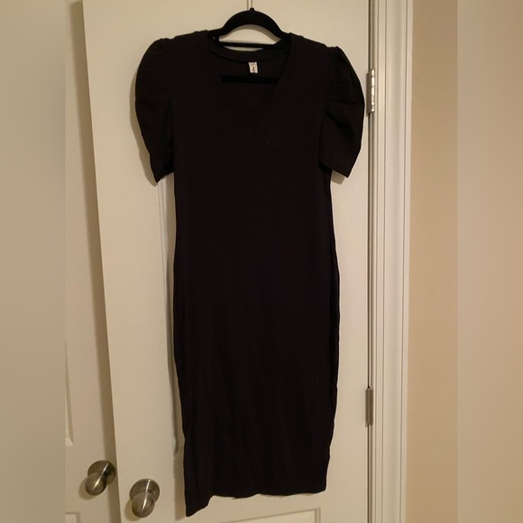 Black ribbed maternity dress - Picture 2 of 4
